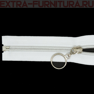 Молния спираль декор Т5 70см цв.белый/серебро (кольцо)