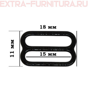 Пряжка-регулятор для бюстгальтера, металл, арт.TBY-74009, шир.15мм, цв.черный, уп.100шт