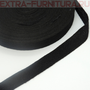 Лента киперная х/б 20 мм, цв.черный, уп.50м, 20уп./100уп.  (пл.3,3 г/м)