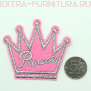 Термоаппликация Корона розовая с серебром