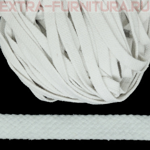 Шнур плоский х/б 12мм, цв. отбеленный 001, уп.50м, пл. 9,88 гр/м