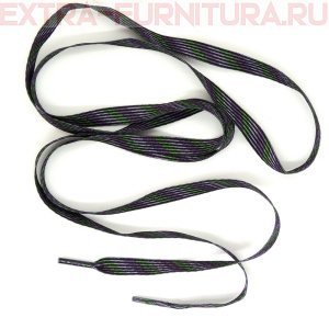 Шнурки плоские 140см, шир.10мм, цв.зеленый/фиолетовый/сирень