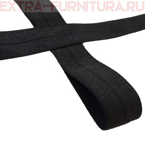 Резинка окантовочная 20мм цв. черный, блестящая уп. 50м