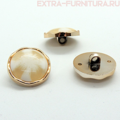 Пуговицы декор золото 25мм, арт. ПР 160, эмаль бело-бежевый (уп.50шт)