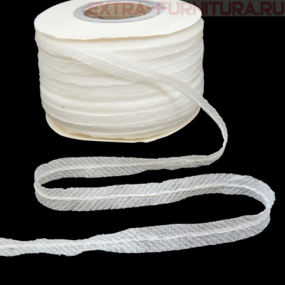 Лента нитепрошивная клеевая, по косой с нитью, арт.5710W шир. 10 мм цв.белый ,уп. 100 м